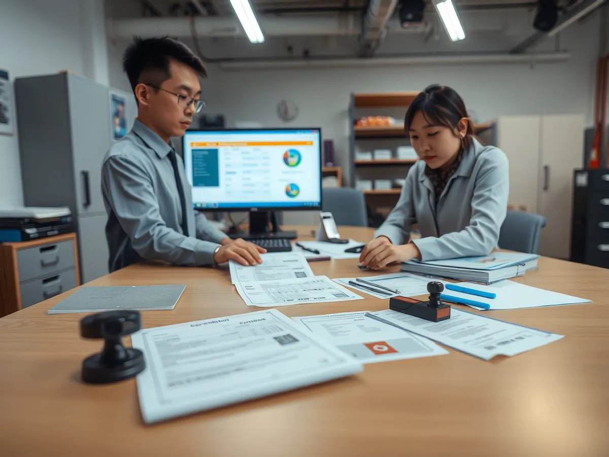 亚晖注销手续代办服务,办公桌上摆放车辆证件材料